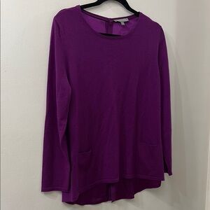Neiman Marcus Purple Long Sleeve Blouse - large - front 100% cashmere -back silk